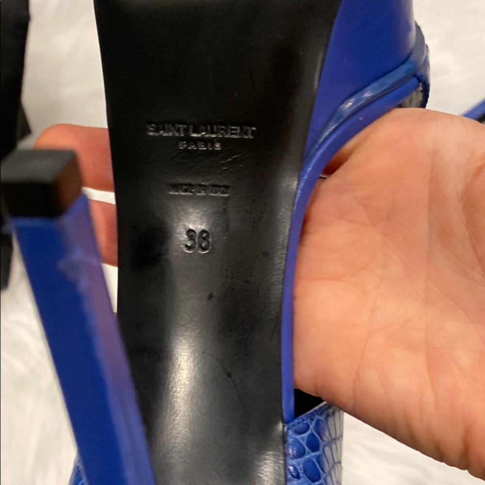 Saint Laurent Croc-Embossed Women's Blue Sandals Almost New! - Picture 7 of 8